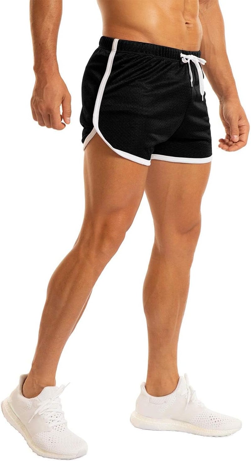 Ouber Men's Fitted Bodybuilding Workout Gym Running Shorts - A-black, Large - Image 2