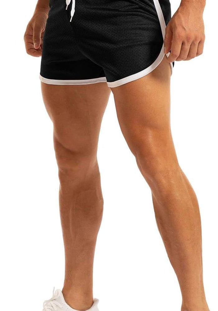 Ouber Men's Fitted Bodybuilding Workout Gym Running Shorts - A-black, Large - Image 5