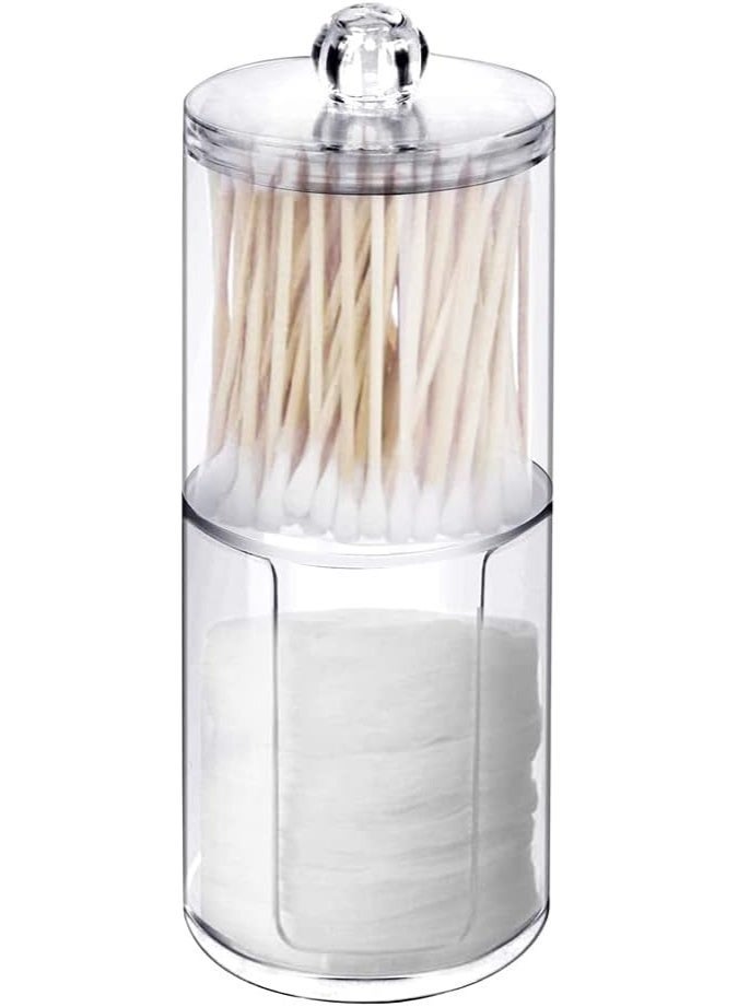 Cotton pad storage, swab holder with cover for bathroom, transparent makeup pad container organizer, cotton pad holder for makeup organization, for storing cotton swabs, cosmetics, paper towels (2 layers) - Image 1