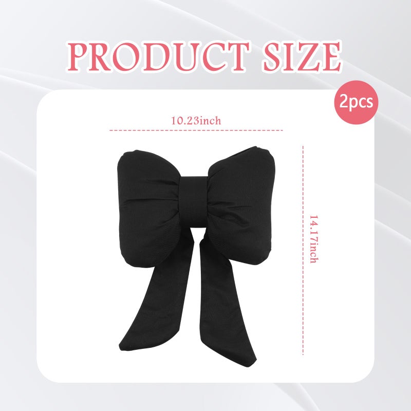 Figpade 2PCS Cute Bow Car Headrest Pillow,Comfortable & Breathable Car Neck Pillows for Relief Neck Fatigue,Universal Head Rest Pillow for Cars Decoration as Birthday Gifts for Women,Girl (Black/2PCS) - Image 2