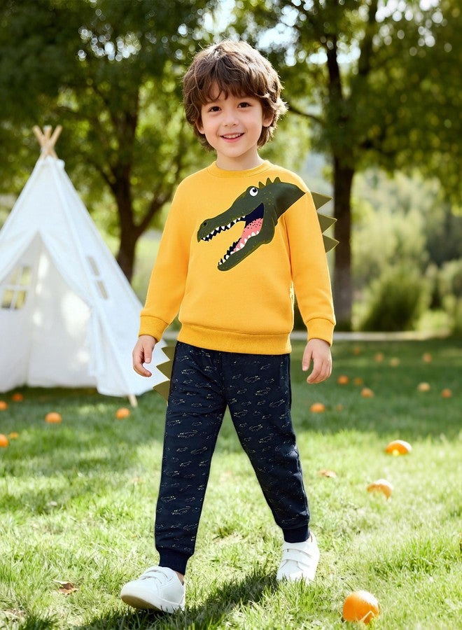 Latnnut 4T Boys Clothes Toddler Baby Clothing Sets Funny Crocodile Printed Long Sleeve Tops and Pants Kids 2pcs Outfits Yellow - Image 5