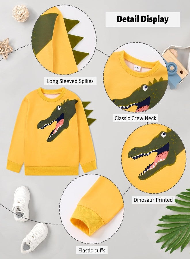 Latnnut 4T Boys Clothes Toddler Baby Clothing Sets Funny Crocodile Printed Long Sleeve Tops and Pants Kids 2pcs Outfits Yellow - Image 2