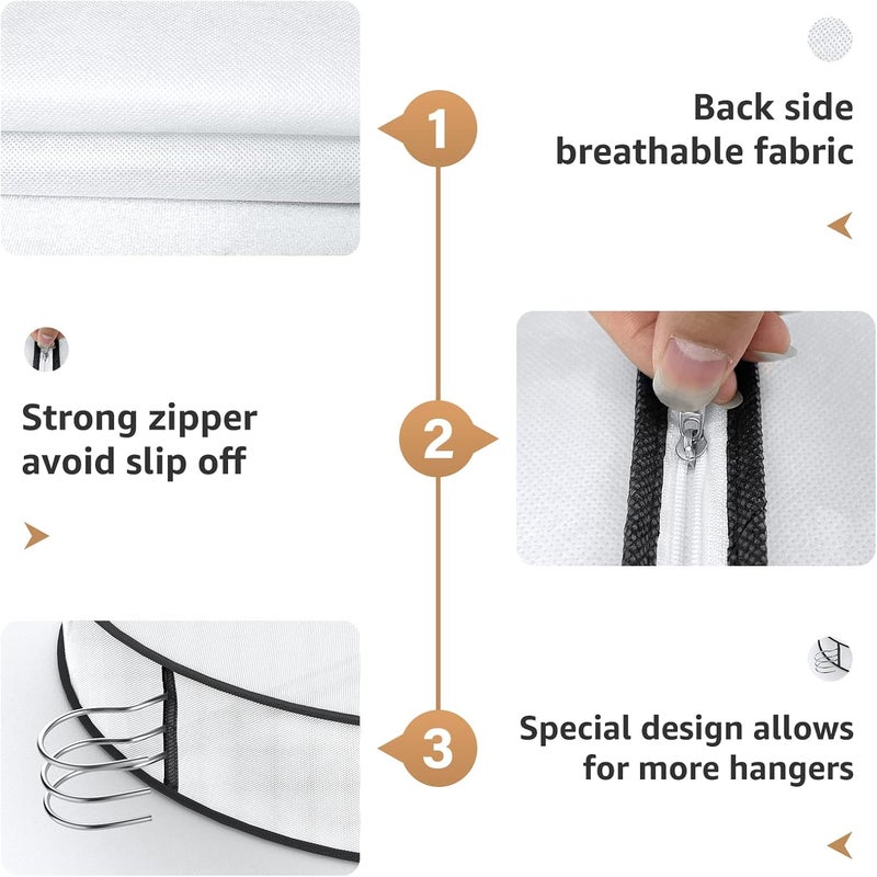 Shenehsmp 50" Garment Bags, Clear Plastic Clothes Covers with 4" Gussetes for Hanging Clothes Closet Storage, Breathable Protector for Coat, Jacket, Sweater, Shirts, Suits, Dress, 3 Packs - Image 4