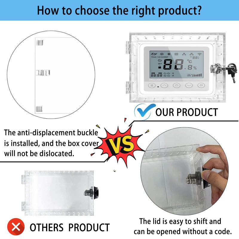 Young Dance Universal Thermostat Lock Box With Key Clear Large Thermostats Guard For Thermostat On Wall Thermostat Cover Fits Thermostats 6.5 "" H X 4.72 "" W X 1.97 "" D Or Smaller (1 Set) - Image 3