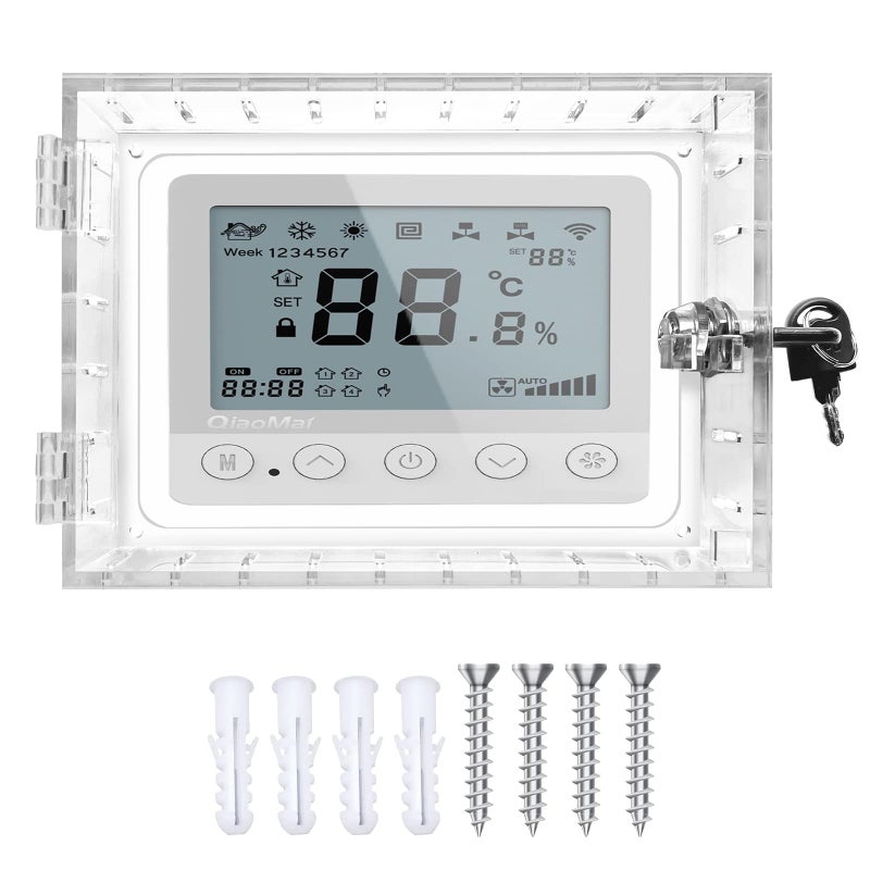 Young Dance Universal Thermostat Lock Box With Key Clear Large Thermostats Guard For Thermostat On Wall Thermostat Cover Fits Thermostats 6.5 "" H X 4.72 "" W X 1.97 "" D Or Smaller (1 Set) - Image 1