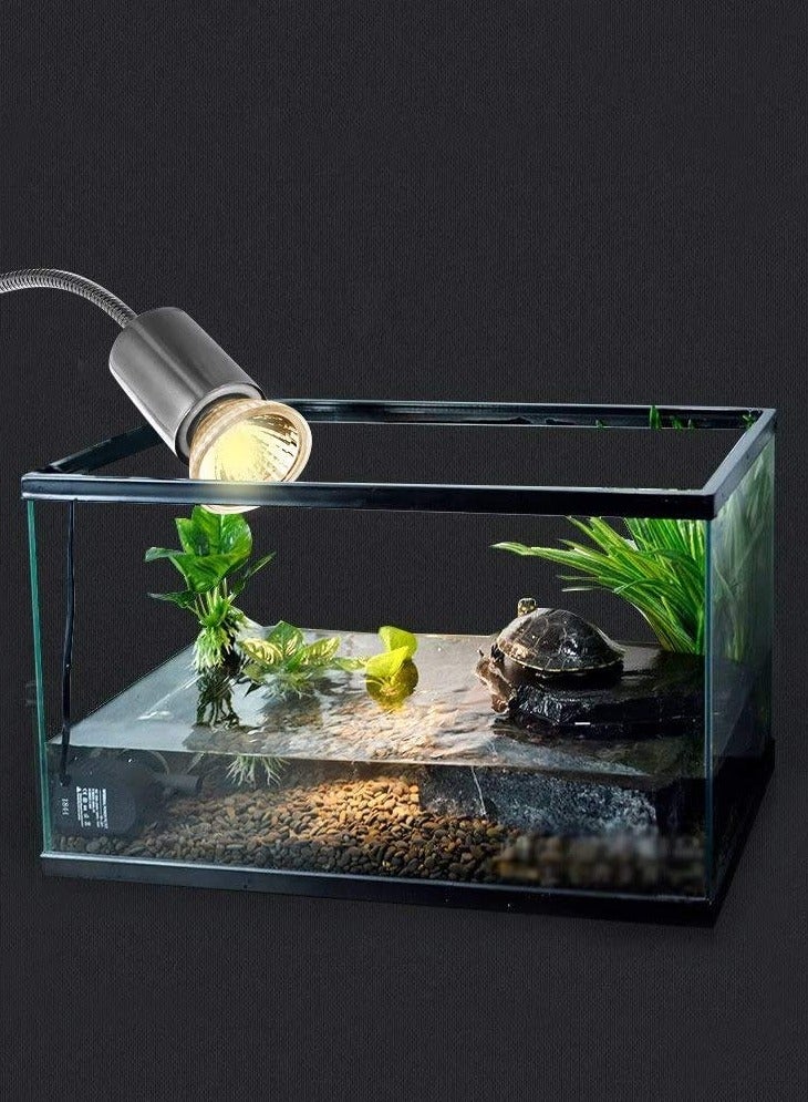 عربست حامل مصباح تدفئة لحوض السمك لمبه uvb، حامل مصباح تدفئة للسلاحف، مشبك تثبيت لمصباح تدفئة الزواحف، مصباح تشمس قابل للتعديل للأشعة فوق البنفسجية UVA/UVB، حامل مصباح تدفئة لحوض السمك قابل للتعديل بزاوية 360 درجة، باعث تدفئة للحيوانات الأليفة بمشبك E27 للزواحف/البرمائيات/السحالي/السلاحف/الثعابين - Image 3