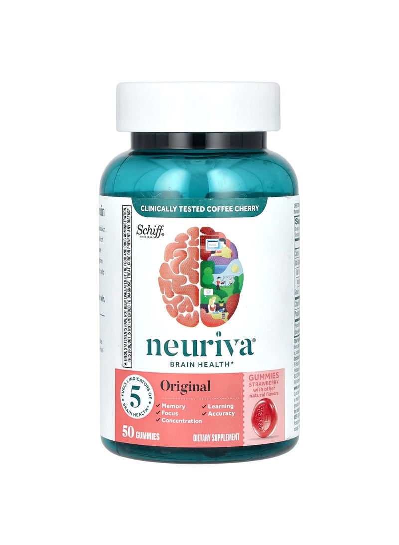 Neuriva Brain Health Gummies, Original, Strawberry, 50 Gummies