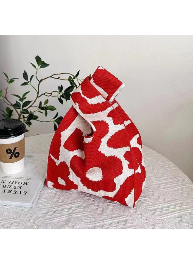 Festival Knitted Bag Accompanying Gift Bag Full Moon Gift Wedding Banquet Gift Bag 61 Children's Day Exquisite Gift Handbag Tote Bag-Color:Black Flowers-Size:20*10*36  - Image 4