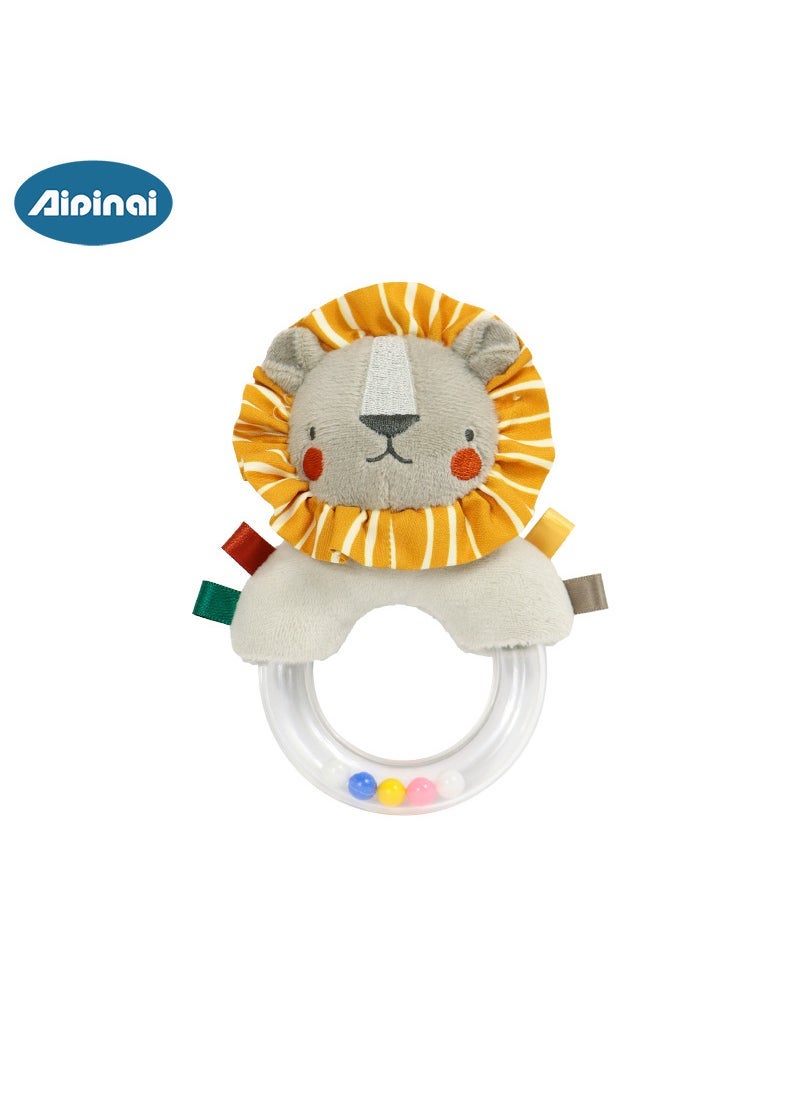 New baby hand ring 0-1 year old grip hand ring newborn baby hand bell plush toy spot Nordic lion hand bell 