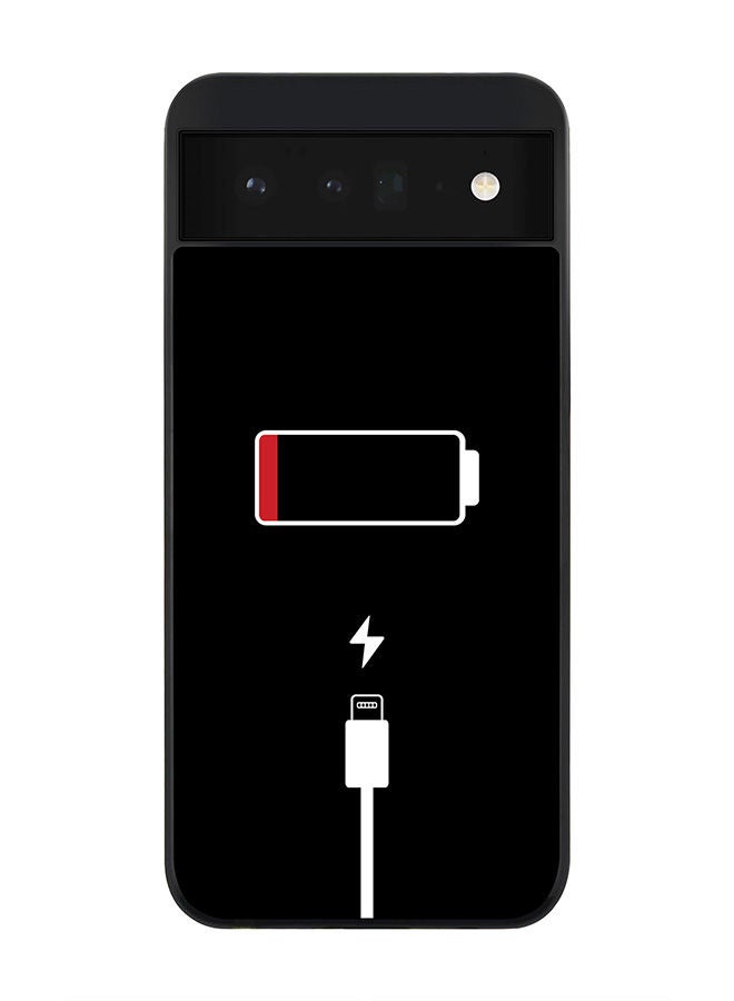 Stylizedd Rugged Black edge case for Google Pixel 6 5G Slim fit Soft Case Flexible Rubber Edges Anti Drop TPU Gel Thin Cover - Battery Empty - Image 1