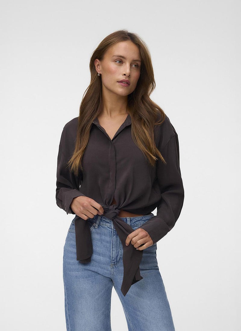 VERO MODA Women's VMKELLIANA Long Sleeves Tie Detail Shirt - Image 1
