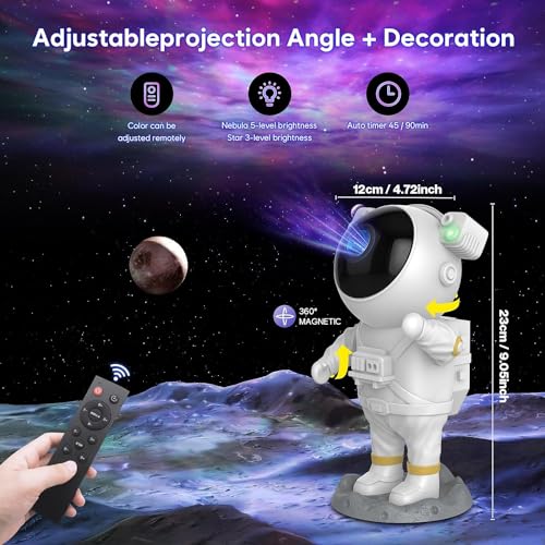 Litehom Night Lamp, Astronaut Galaxy Projector Night Light with Remote Control Timer 360° Adjustable Kids for Diwali, Home Decoration, Birthday, New Year, Bedroom Fairy Light, Gaming Room, Home Party - Image 3
