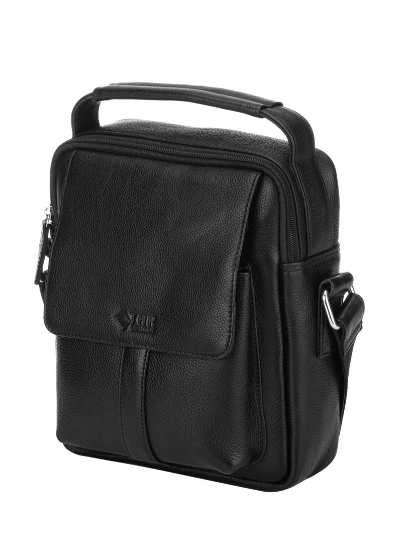 THR Leather Soft Leather Messenger Bag for Men | Crossbody Bag for Men with Adjustable Strap, Anti-Theft Zippers | Perfect for Work, Travel, Office and Daily Use | Water Repellent Durable Leather Bag For Men  - Image 1