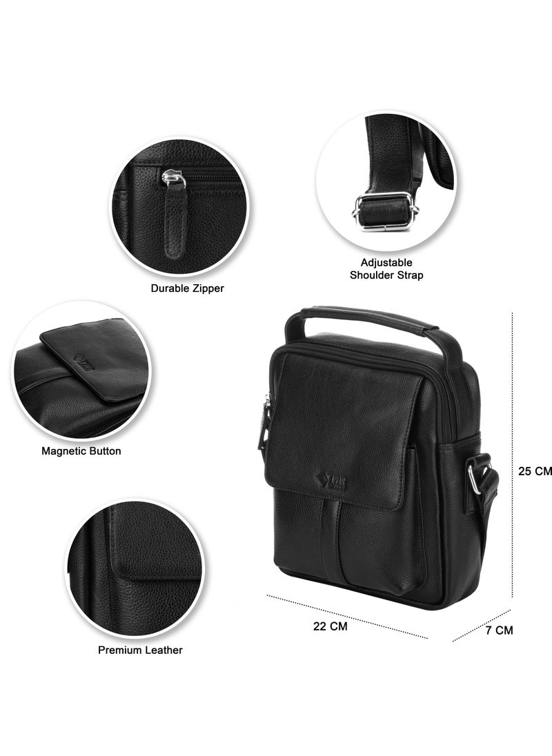 THR Leather Soft Leather Messenger Bag for Men | Crossbody Bag for Men with Adjustable Strap, Anti-Theft Zippers | Perfect for Work, Travel, Office and Daily Use | Water Repellent Durable Leather Bag For Men  - Image 5