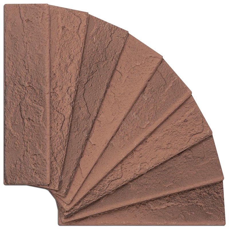 TORURAL 100 Vintage Brown/Red Faux Brick Wall Tiles, 3D Thin Brick Veneers for Bedroom, Bathroom, Kitchen, Fireplace and Fence Wall Panels (14.2 sq ft) - Image 3