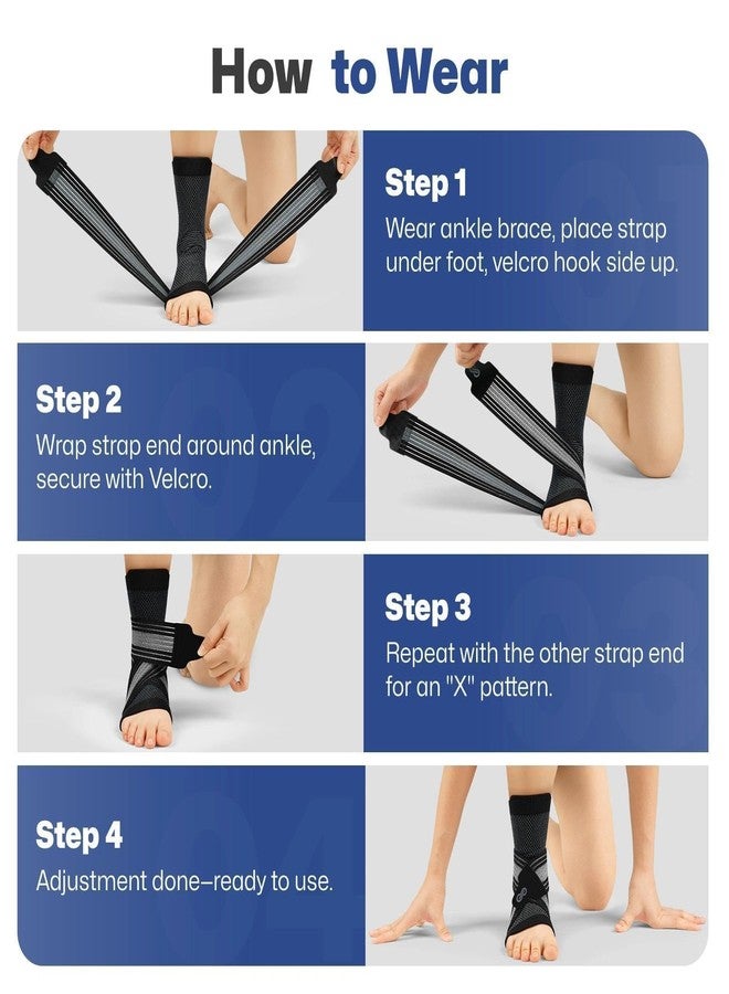 PAPLUS 2 Pairs Ankle Braces for Men & Women Plantar Fasciitis Relief- Adjustable Ankle Support for Foot Pain, Achilles Tendonitis Brace - with Removable Strap for Swelling Black - Image 5