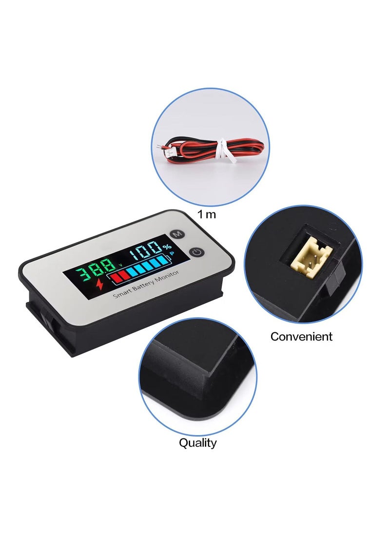 KASTWAVE - Battery Monitor 12V 24V 36V 48V 60V 72V Voltage Monitor Digital Battery Capacity Tester Percentage Level Voltage Temperature Switch Meter Gauge with Buzzer Alarm - Image 1