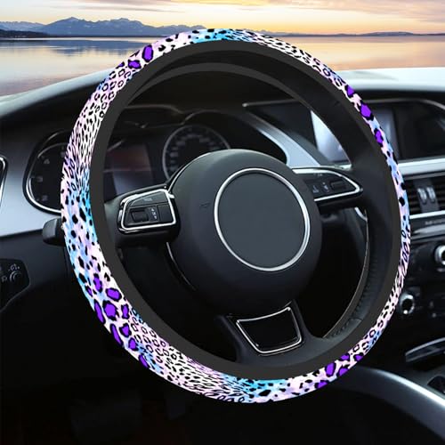 Pcnjozx Car Steering Wheel Cover for Women Men NonSlip Breathable Cute Steering Wheel Purple Leopard Steering Wheel Protector Car Accessories Universal 14 02215 Fit Auto Suvs - Image 1
