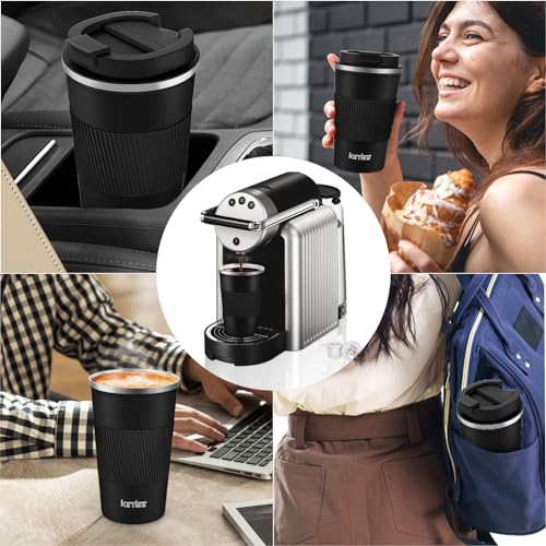 KETIEE Travel Mug 12oz, Vacuum Insulated Coffee Mug with Leakproof Lid, Travel Coffee Tumbler Stainless Steel Double Walled Reusable Coffee Cup for Hot and Iced Coffee Tea Water (Black) - Image 5