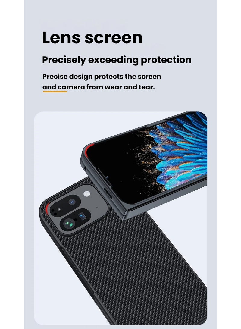 Carbon Fiber Kevlar Texture Shockproof Protective Case for Google Pixel 9 Pro Fold Foldable Phone - Image 3