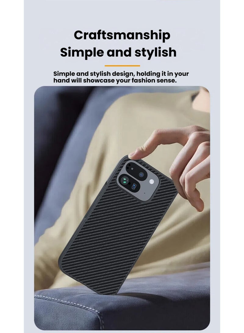 Carbon Fiber Kevlar Texture Shockproof Protective Case for Google Pixel 9 Pro Fold Foldable Phone - Image 5