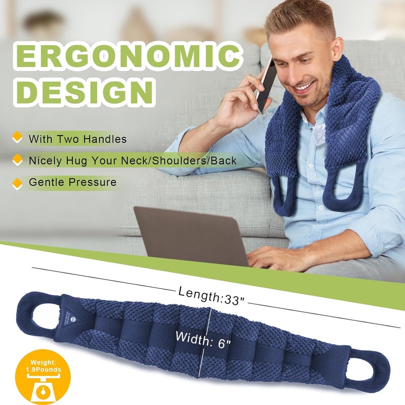 UNCN Long Heating pad for Neck and Shoulders Back 33 59 microwavable Large Moist Heat Pack Warm hot Compress Neck wrap Weighted Bag Massage Reusable Herbal Nature Calming Portable - Image 4