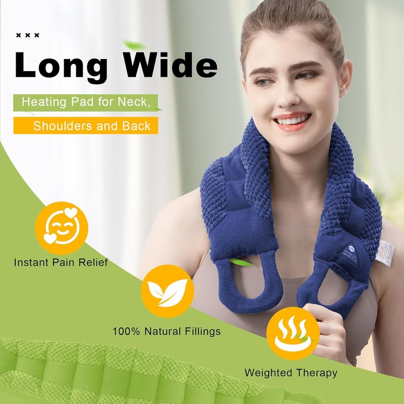 UNCN Long Heating pad for Neck and Shoulders Back 33 59 microwavable Large Moist Heat Pack Warm hot Compress Neck wrap Weighted Bag Massage Reusable Herbal Nature Calming Portable - Image 2