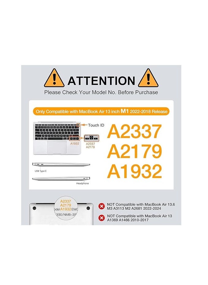 Mosiso MOSISO Compatible with MacBook Air 13 inch Case 2022, 2021-2018 Release A2337 M1 A2179 A1932 Retina Display Touch ID, Plastic Hard Shell&Keyboard Cover&Screen Protector&Storage Bag, Crystal Black  - Image 2