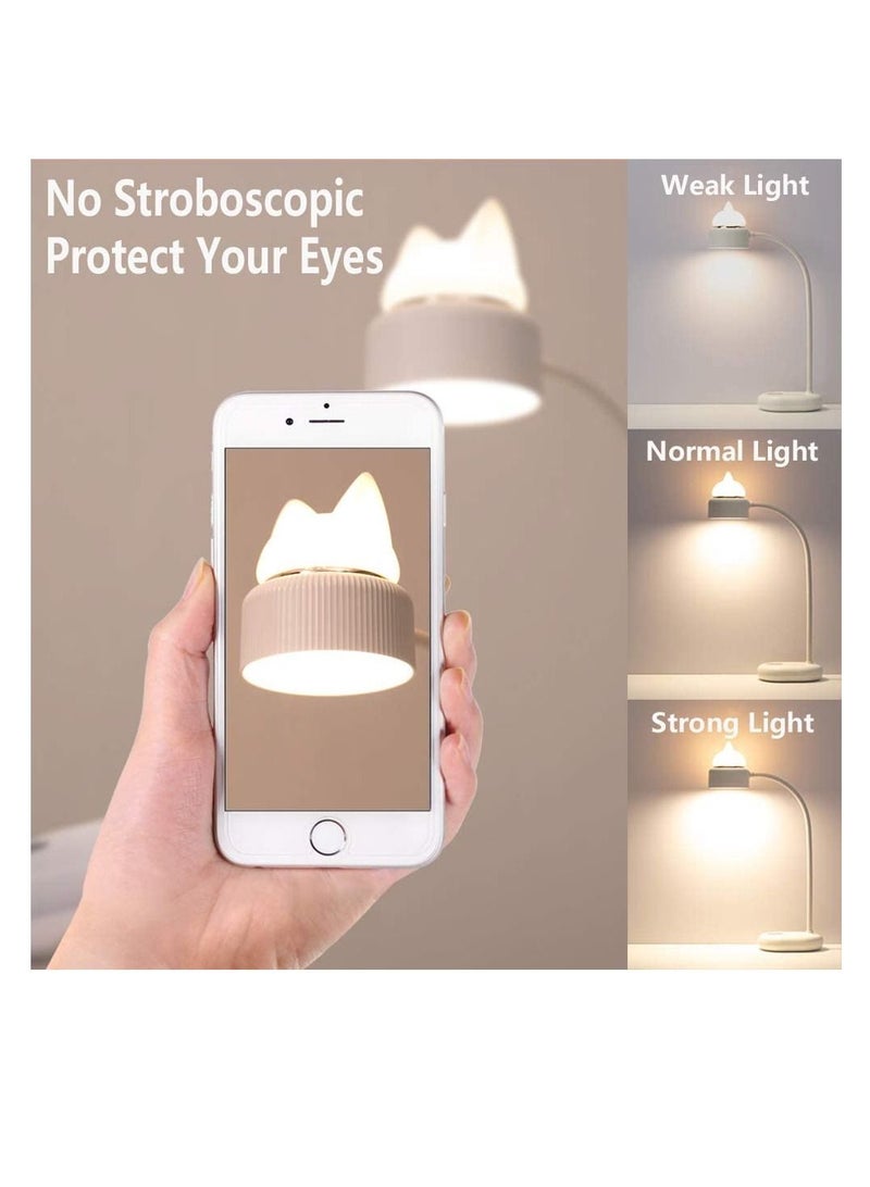 Cute Kids Night Light for Reading in Bed clamp lamp USB Rechargeable Book at cat Birthday Gifts Teen Girls Readers Lovers(White) - Image 5