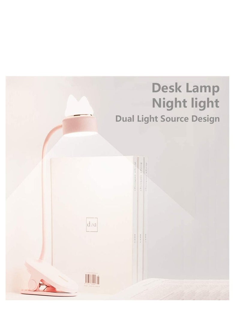 Cute Kids Night Light for Reading in Bed clamp lamp USB Rechargeable Book at cat Birthday Gifts Teen Girls Readers Lovers(White) - Image 2