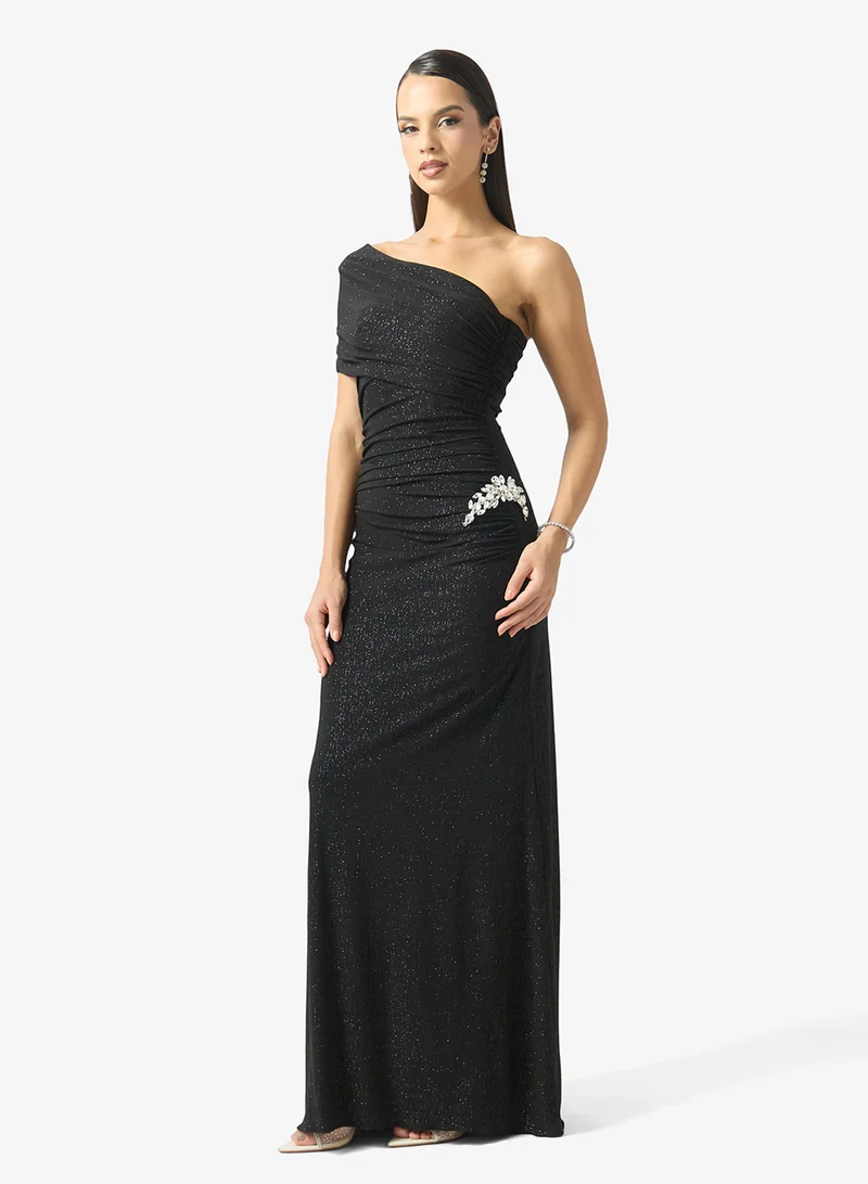 One Shoulder Shimmer Gown