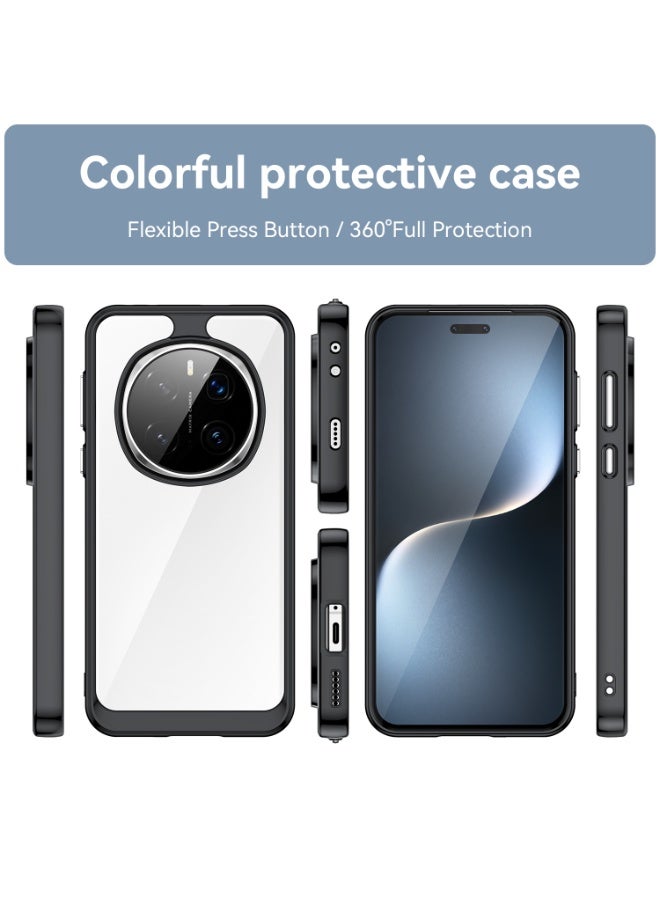 SanHu for Honor Magic 7 Pro 5G Case Cover, High Quality Hard Backplane Soft Border Pure and Bright Comfortable Feel Cell Phone Protective Case for Honor Magic 7 Pro 5G, Black - Image 2