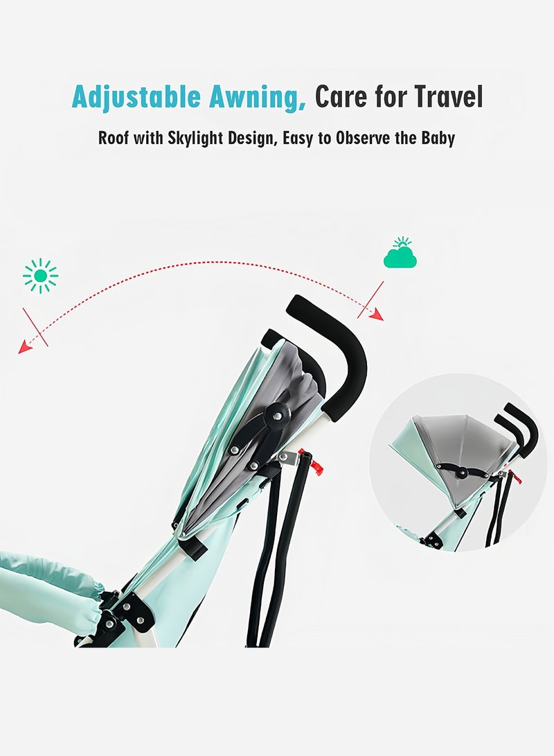 Mababy Ultra-Lightweight Foldable Baby Stroller for Babies 6-36 Months, Portable Travel  Buggy with Reclining Seat, One-Hand Fold, PVC Back Support & Shock Absorption - 3.7kg, Load up to 27kg - Image 5