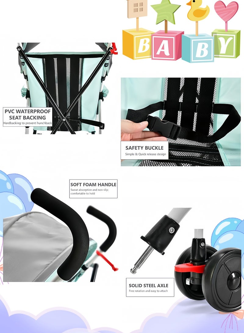 Mababy Ultra-Lightweight Foldable Baby Stroller for Babies 6-36 Months, Portable Travel  Buggy with Reclining Seat, One-Hand Fold, PVC Back Support & Shock Absorption - 3.7kg, Load up to 27kg - Image 3