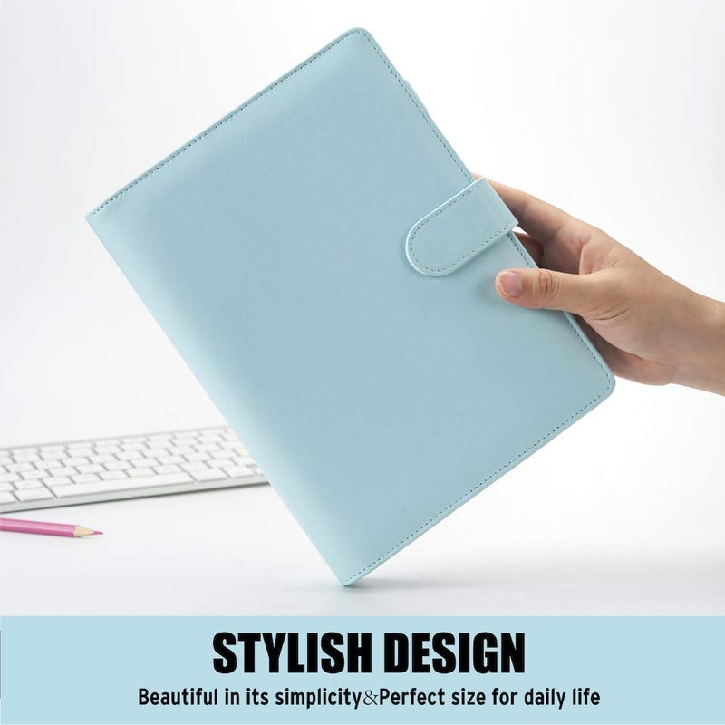 Sooez A5 Notebook Photocard Binder, 6 Ring Planner, Stylish Loose Leaf Personal Organizer Cover with Magnetic Buckle, PU Leather Binder Women with Macaron Colors (Mint Blue) - Image 3