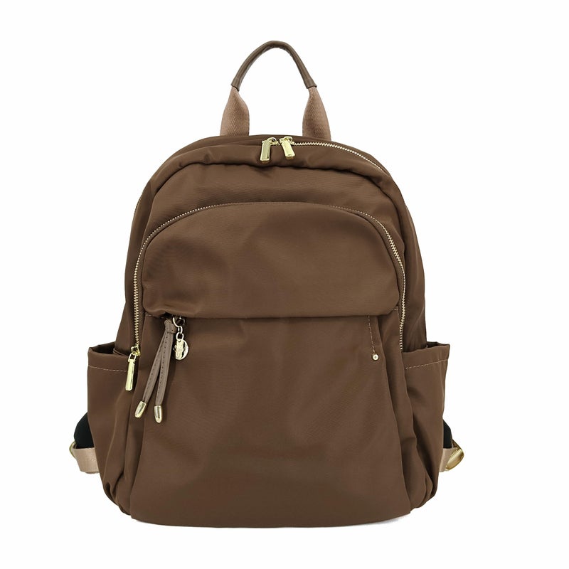 M-ioi-M Medium Backpack Purse for Women, Fashion Nylon Daypack with Gold Hardware, Lightweight Water-Resistant Rucksack for College, Work, Travel, Everyday Use, Fits 13â€“14" Laptop(Walnut Brown,Medium) - Image 1