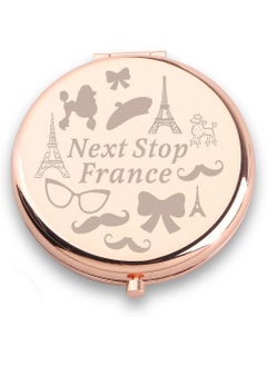 WUSUANED WUSUANED France Travel Makeup Mirror Next Stop France Mirror France Souvenirs Gift Paris Lover Gifts France Travel Gifts (France Travel Mirror) 