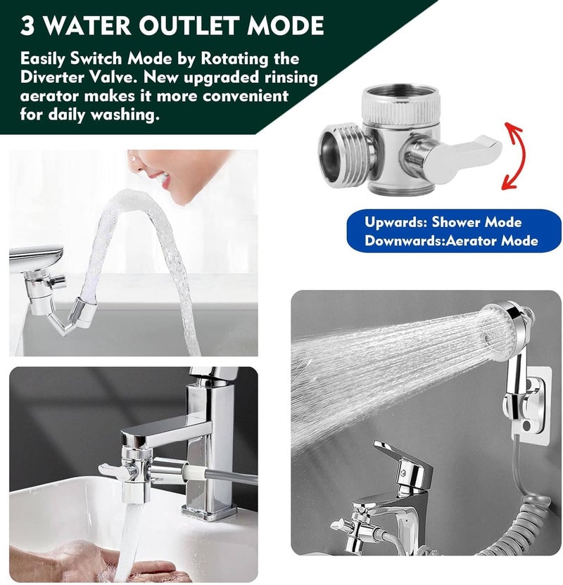 Suicune Bathroom Sink Faucet Sprayer Set Sink Hose Sprayer Attachment Hair Washing Faucet Extension Hand Shower Faucet Diverter Value with Adapter Connect for Bathroom - Image 4