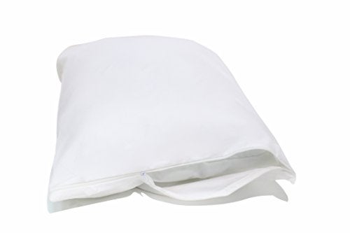National Allergy Premium 100% Cotton Zippered Pillow Protector - Standard Size - White - 2 Pack - 300 Thread Count - Hypoallergenic Bed Pillowcase with Zipper - Breathable Encasement Cover - Image 1