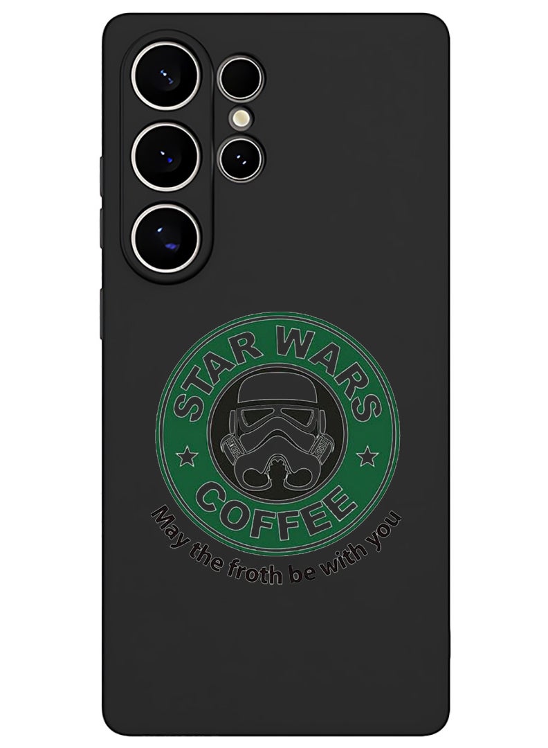 Theodor Protective Slim Fit Case Liquid Silicone Cover with Full Body Protection Anti-Scratch Shockproof Case For Samsung Galaxy S25 Ultra (Black) - StarWars Coffee - Image 1