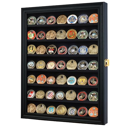 DisplayGifts Military Challenge Coin Display Case Poker Chip Display Stand Rack Black Finish 98% UV Protection Compatible with Army Navy Air Force Marine Corps Honored Coins - Image 3