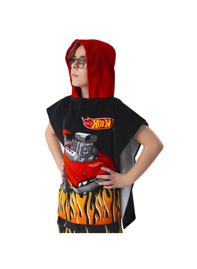 Hot Wheels Towel Poncho, Car Hooded Towel for Kids, Boys Beach Towels and Swimming Towels, One Size, Black - Image 4