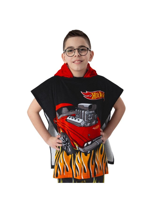 Hot Wheels Towel Poncho, Car Hooded Towel for Kids, Boys Beach Towels and Swimming Towels, One Size, Black - Image 2