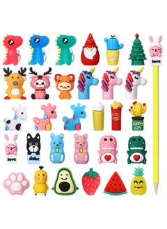 Y&D 30 Pieces Pencil Toppers Animal Dinosaur Pen Clip on Classroom Prizes for Back to School Student Supplies Party Favors (Mixed Style)  - Image 1