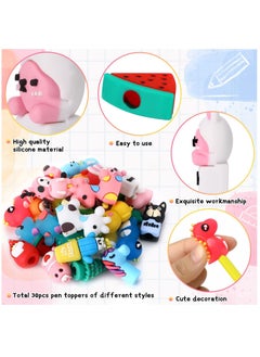 Y&D 30 Pieces Pencil Toppers Animal Dinosaur Pen Clip on Classroom Prizes for Back to School Student Supplies Party Favors (Mixed Style)  - Image 4