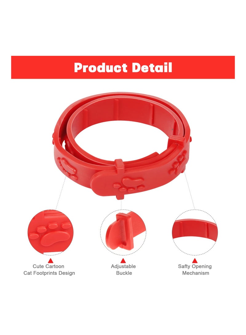 KASTWAVE 2 Pack Flea and Tick Collars, Adjustable Natural Oil Pet Flea Collar for Kitten Cats Puppy 33cm/13 inch in Length, red - Image 2
