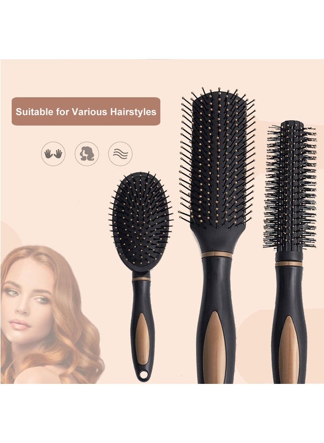 4 Pcs Paddle Hair Brush Set for Men and Women, Great On Wet or Dry Hair, No More Tangle, Detangles Long Thick Thin Curly Natural Hair, Black - Image 5