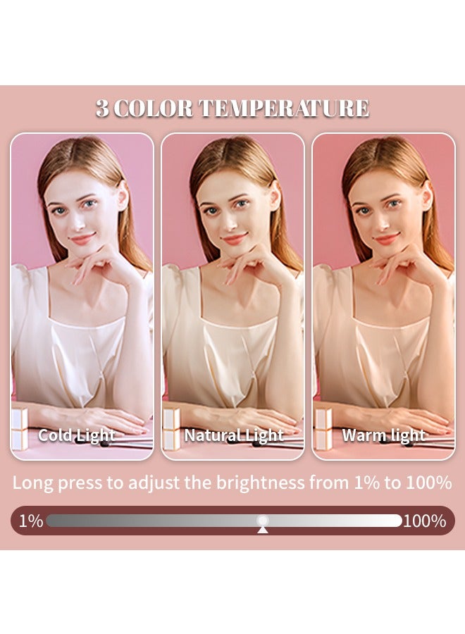 Touch-Sensitive Makeup Mirror 360° Rotating Design, Foldable Three-Sided Vanity Mirror with Three-Color Lights and Infinite Dimming Mode, Easy to Carry and Use
