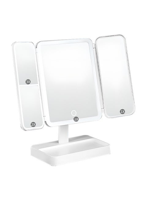 Touch-Sensitive Makeup Mirror 360° Rotating Design, Foldable Three-Sided Vanity Mirror with Three-Color Lights and Infinite Dimming Mode, Easy to Carry and Use