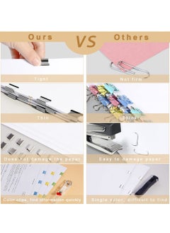 Y&D Paper Clip Dispenser, 6Pcs Strong Clam Dispensers with 200 Metal Refill Clips, Handheld Reusable Creative Stapler Push Clamp File for Desk Document Office Classroom Home  - Image 4